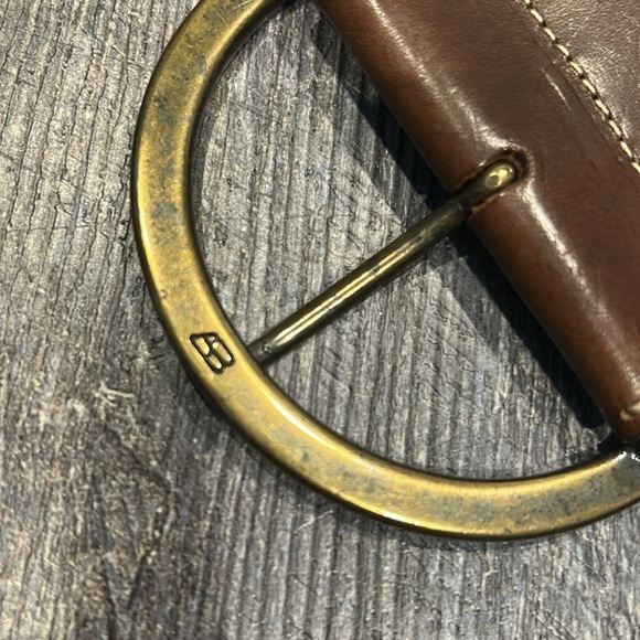 Genuine Leather Belt Made In Italy Brown With White Stitching Classic S/M main image 12